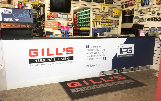 02 - Gills Trade Counter - Dual branded signage with The IPG