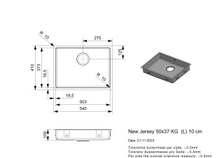 New Jersey 50x37x10cm 90mm LD