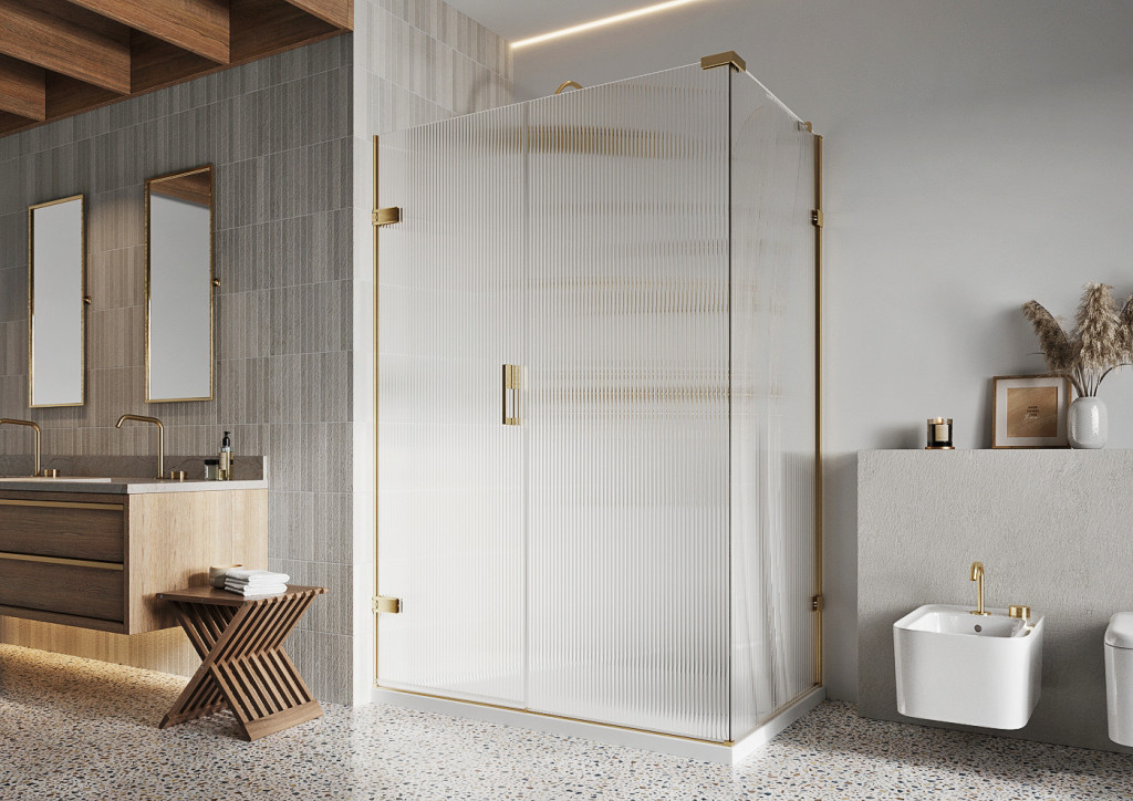 Hinged Door With In-line Panel Corner In Fluted  And  BR