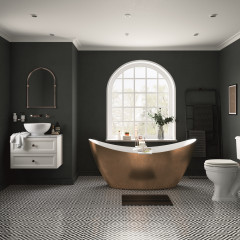 Hylton Bath In Copper With Caversham Ivory Lace Wall Hung Vanity Unit RGB