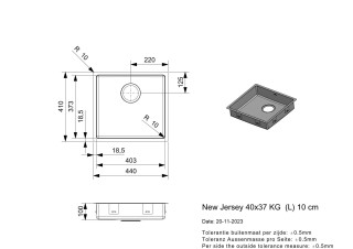 New Jersey 40x37x10cm 90mm LD