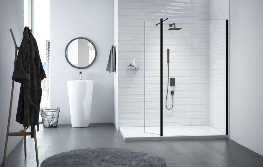 Merlyn-Black-Showerwall-with-Swivel-PanelLR
